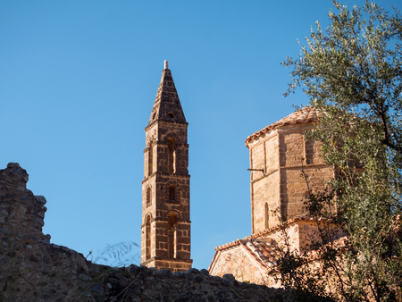 Old church with Byzantine architecture in Mani region of Laconia Peloponnese,Greeceの写真素材