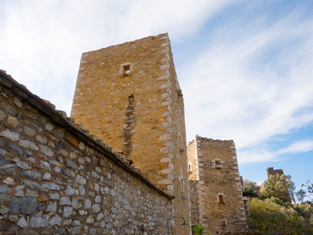 Old house of village Vathia in the Mani region, Peloponnese, Greeceの写真素材