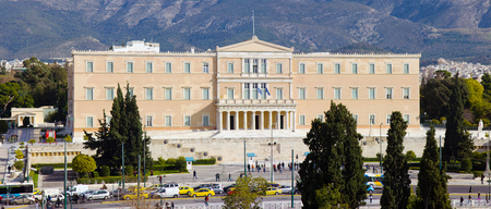 ATHENS, GREECE - FEBRUARY 13, 2014:Traffic jam in front of the Greek parliament and syntagma square in Athens, Greeceのeditorial素材