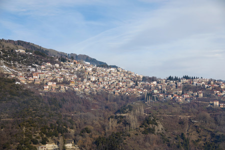 Panoramic view of Metsovo village in north Greeceの写真素材
