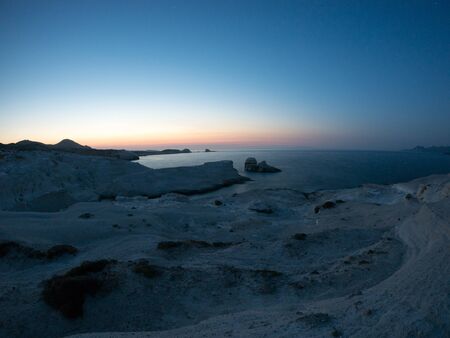 Sunset at Sarakiniko beach in Milos island, Cyclades - Greeceの写真素材