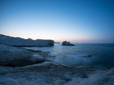 Sunset at Sarakiniko beach in Milos island, Cyclades - Greeceの写真素材
