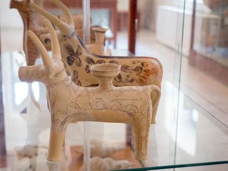 MILOS - GREECE, JULY 14, 2017: Ancient greek exhibits of the museum in Milos island, Greeceのeditorial素材