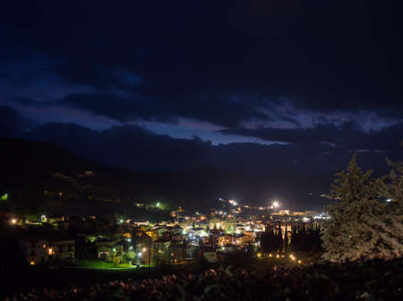 Panoramic view of Kalavrita village in the afternoon in Peloponnese, Greeceの写真素材
