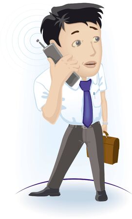 Man with phone Standing man speaking by cell phoneのイラスト素材