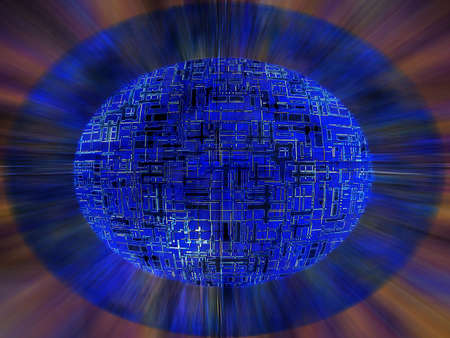 Traveling sphere with circuits on the surfaceの写真素材