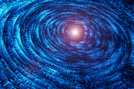 Blue abstract twist with light effect in the centerの写真素材