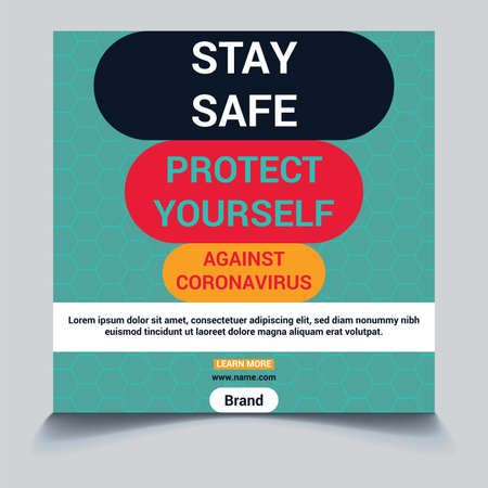 Medical health banner about covid-19 coronavirus, social media post banner template. EPS 10のイラスト素材