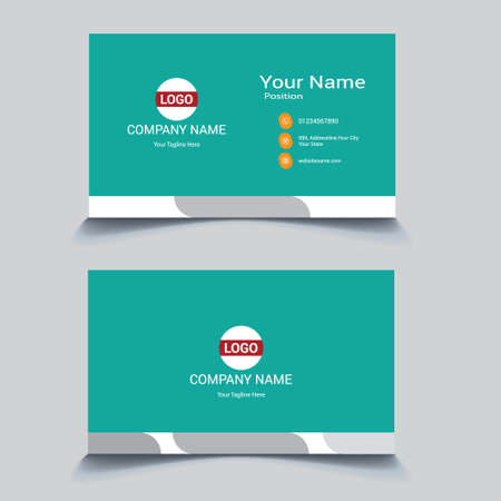 Blue and white modern business card template, Illustration Vector 10のイラスト素材