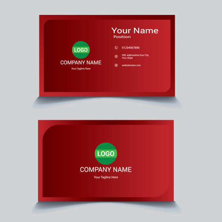 Red modern business card template, Illustration Vector 10のイラスト素材