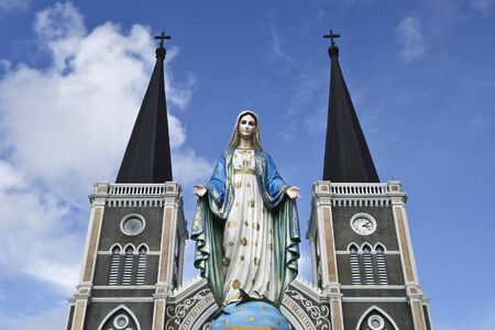 The Most beautiful Catholic Church, Chanthaburi province, Thailand の写真素材