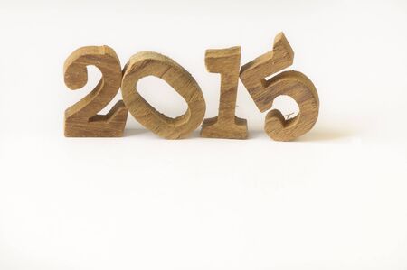Happy New Year 2015 on white background, wood conceptの写真素材
