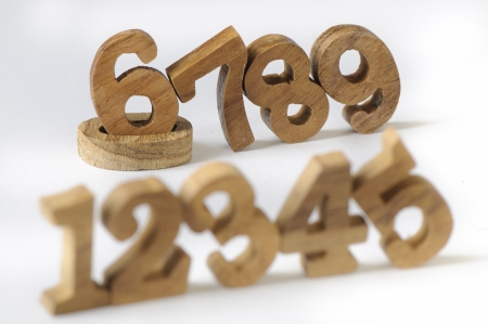 Wooden numbers style on white background