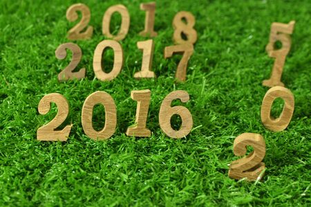2015, 2016, 2017 and 2018 wooden numbers style