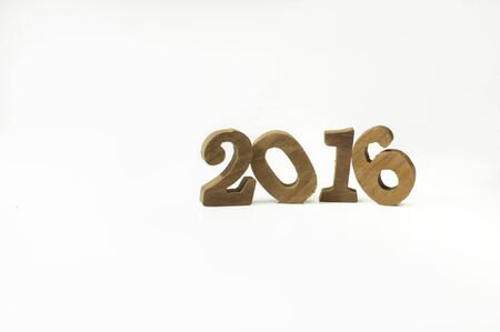 2016 wooden numbers style on white backgroundの写真素材