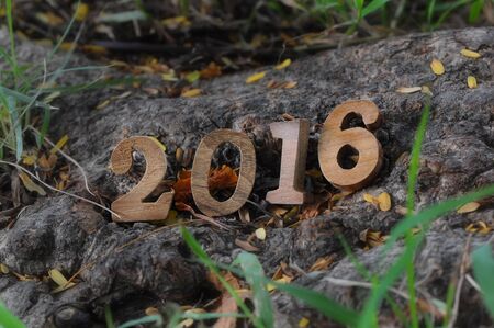 New year 2016 wooden numbers styleの写真素材
