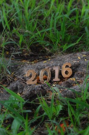 New year 2016 wooden numbers styleの写真素材
