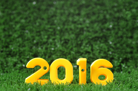 Happy New Year 2016, nature concept and colorful number ideaの写真素材