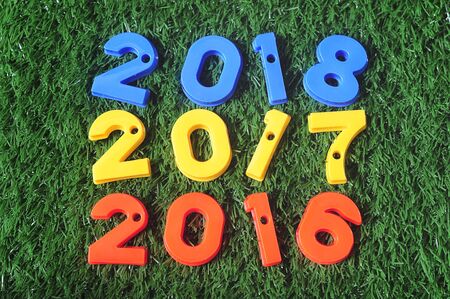 New Year 2016, 2017 and 2018, nature concept and colorful number ideaの写真素材