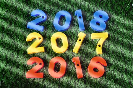 New Year 2016, 2017 and 2018, nature concept and colorful number ideaの写真素材