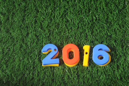 Happy New Year 2016, nature concept and colorful number ideaの写真素材