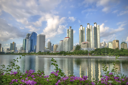 BANGKOK, THAILAND - JULY 11: Beautiful view of Benchakitti Park in the afternoon that located under Ratchadaphisek Road in BANGKOK THAILAND on JULY 11, 2015のeditorial素材