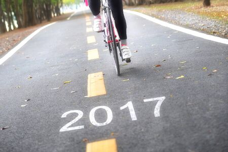 Road to 2017, happy new year concept and sport motivation ideaの写真素材