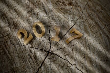 Happy New Year 2017, nature concept and wooden number ideaの写真素材