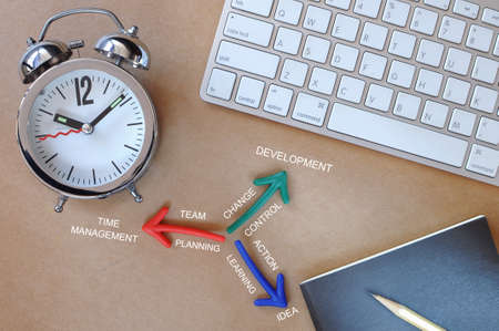 Tool for success on working desk, business concept and flat lay ideaの写真素材