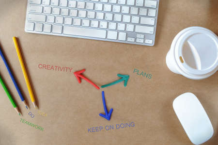 Tool of success words on working desk, business concept and sucess ideaの写真素材