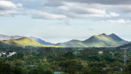 Mountain landscape view with infrastructure at Kaeng Krachan National Park in Thailandの写真素材