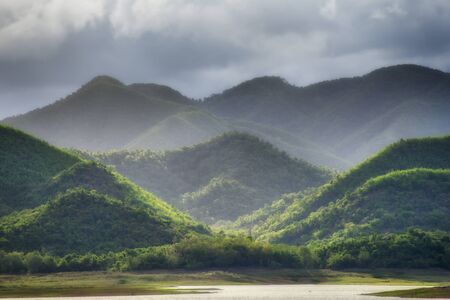 Mountain landscape view at Kaeng Krachan National Park in Thailandの写真素材