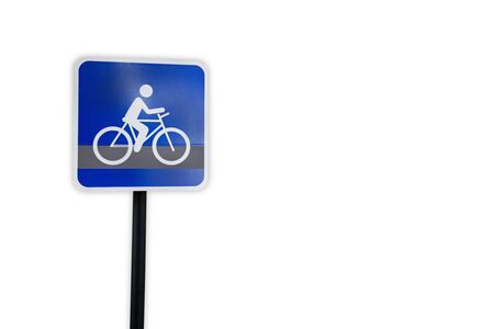 Bike route traffic sign template isolated on white backgroundの写真素材