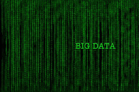 Big data word on green binary code decimal backgroundの写真素材