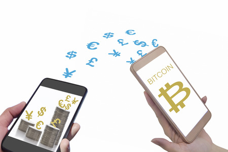Financial technology concept and blockchain technology ideaの写真素材