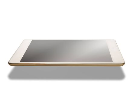 Computer tablet with blank screen on white background, input text idea