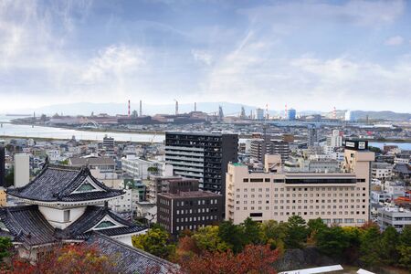 WAKAYAMA JAPAN - November 2019:  View from Wakayama Castle under blue sky in Wakayama Prefecture, Japan. Fall color season concept and travel ideaのeditorial素材