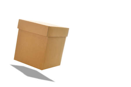 Brown vintage box on white background, holiday and event concept. Copy space for textの写真素材