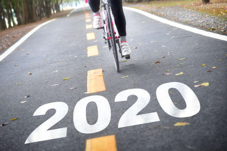 Road to 2020, happy new year concept and sport motivation idea