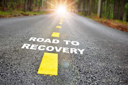 Road to recovery with sunbream . Challenge with success concept and natural background ideaの写真素材