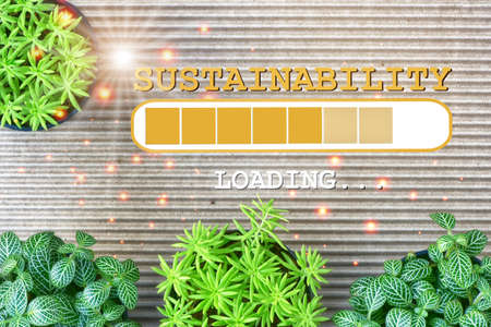 Sustainability loading save the earth concept and energy living ideaの写真素材