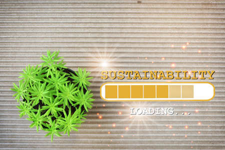 Sustainability loading conceptual. Planting a few trees, energy living concept and save the earth...