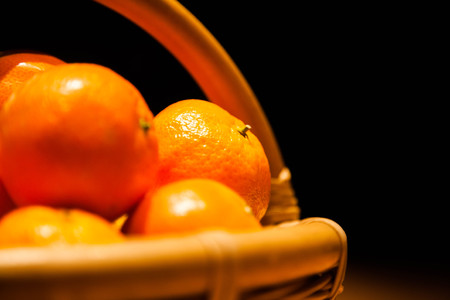 Tangerines in the basket in October.の写真素材