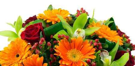 Bouquet of flowers isolated on whiteの写真素材