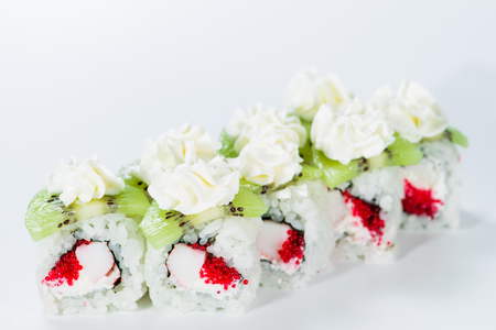 sushi with kiwi and cheeseの写真素材