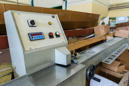 Equipment in industrial glass processing workshop