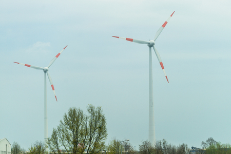 Windmills in the field. Concept of renewable energy, energy subsの写真素材