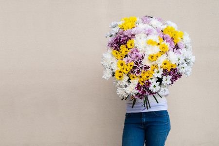 woman with bouquetの写真素材