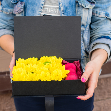 woman with gift boxの写真素材