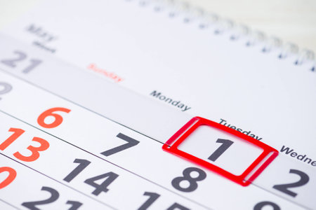 Labor day. 1 May mark on the calendarの写真素材